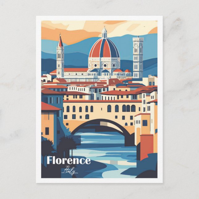 Florence Italy Artwork Travel Place Illustration Postkarte (Vorderseite)