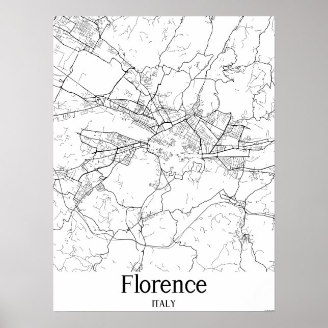 Florence Italy Black and White City Map Poster (Vorne)