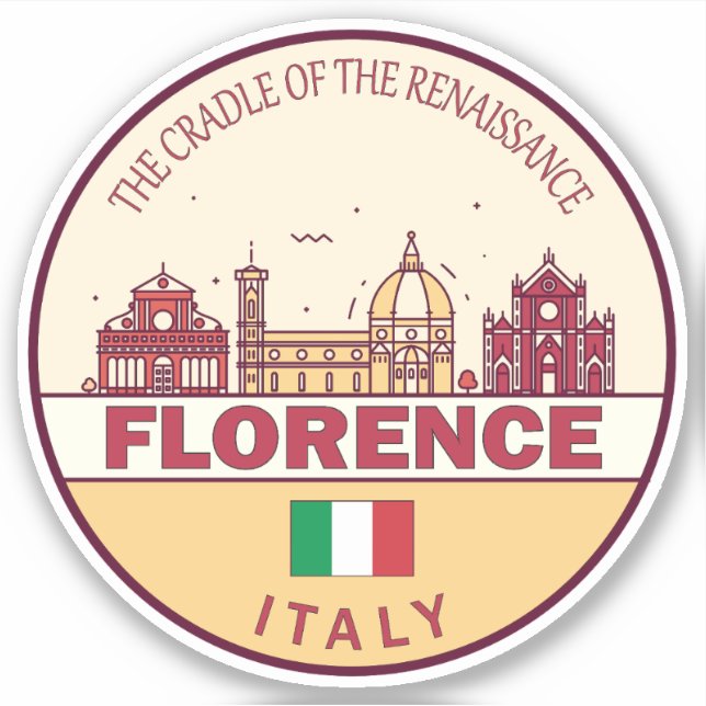 Florence Italy City Skyline Emblem Aufkleber (Vorderseite)