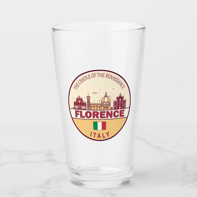 Florence Italy City Skyline Emblem Glas (Vorderseite)