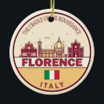 Florence Italy City Skyline Emblem Keramik Ornament<br><div class="desc">Florenz minimalistisches,  farbenfrohes Kunstdesign mit Denkmälern und Sehenswürdigkeiten der Stadt in Italien.</div>