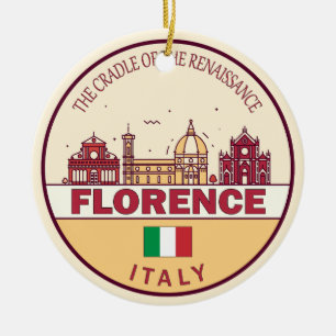 Florence Italy City Skyline Emblem Keramik Ornament
