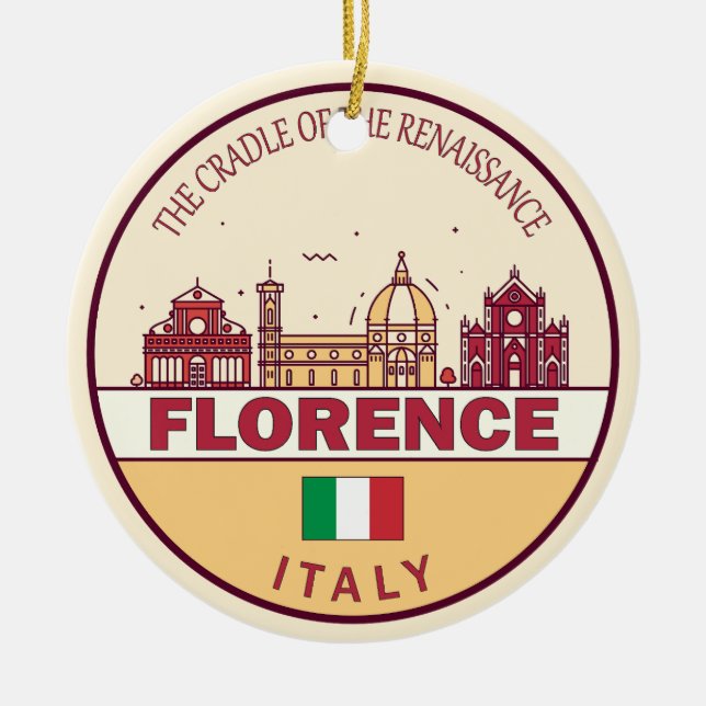 Florence Italy City Skyline Emblem Keramik Ornament (Vorne)