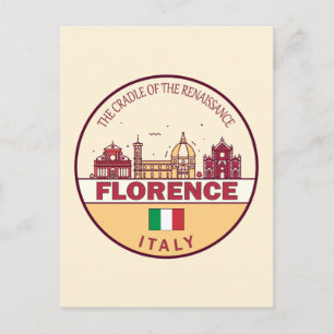 Florence Italy City Skyline Emblem Postkarte
