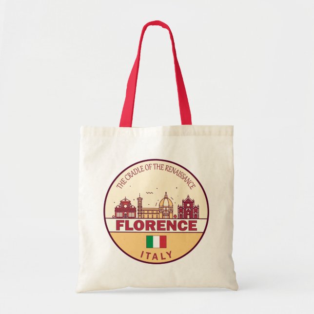 Florence Italy City Skyline Emblem Tragetasche (Vorne)