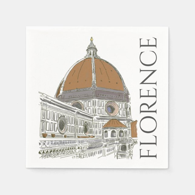 Florence Italy Duomo Pen and Ink Illustration Serviette (Vorderseite)