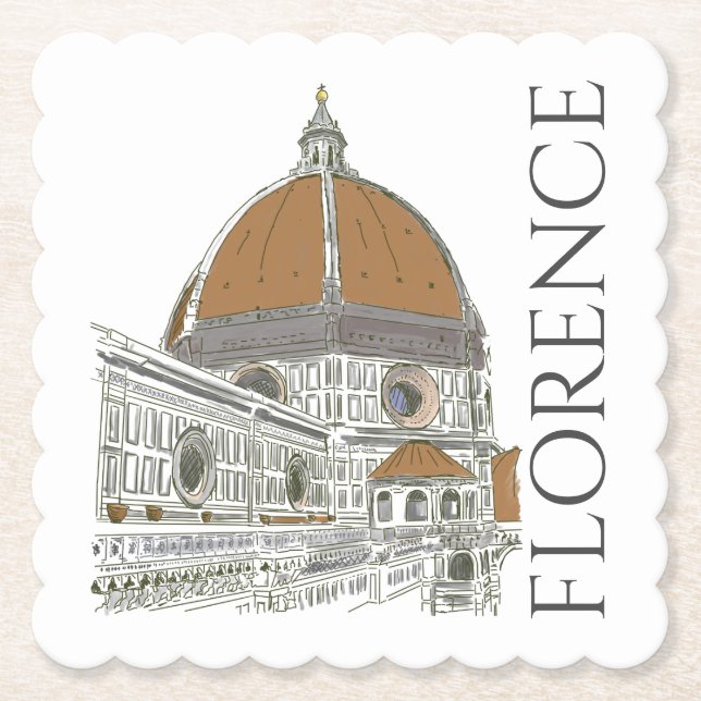 Florence Italy Duomo Pen and Ink Illustration Untersetzer (Vorderseite)