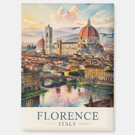 Florence Italy Duomo Skyline Vintage Watercolor Magnet