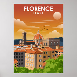 Florence Italy European City Travel Illustration Poster