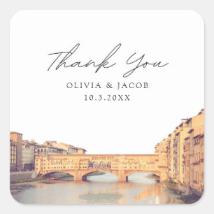 Florence Italy Gastgeschenk Hochzeit Vielen Dank Quadratischer Aufkleber