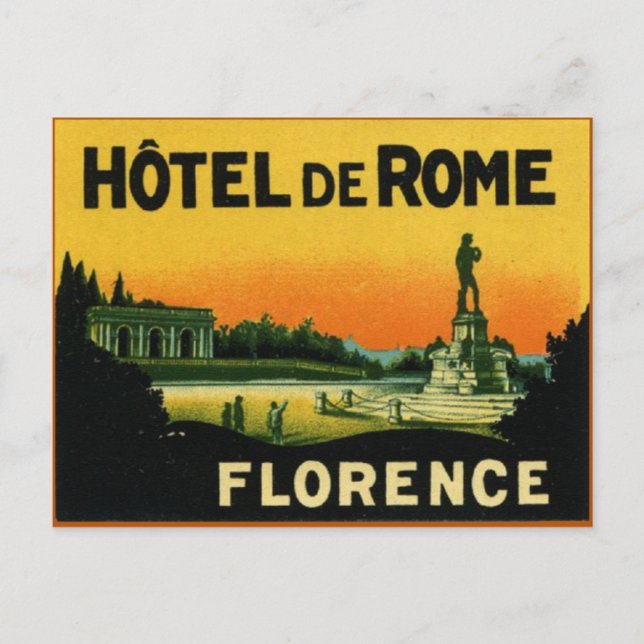 Florence Italy HOTEL DeROME Postkarte (Vorderseite)