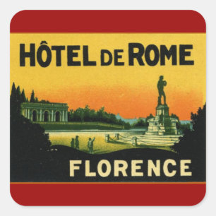 Florence Italy HOTEL DeROME Quadratischer Aufkleber