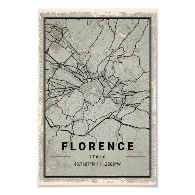 Florence italy map print poster canvas (Vorne)