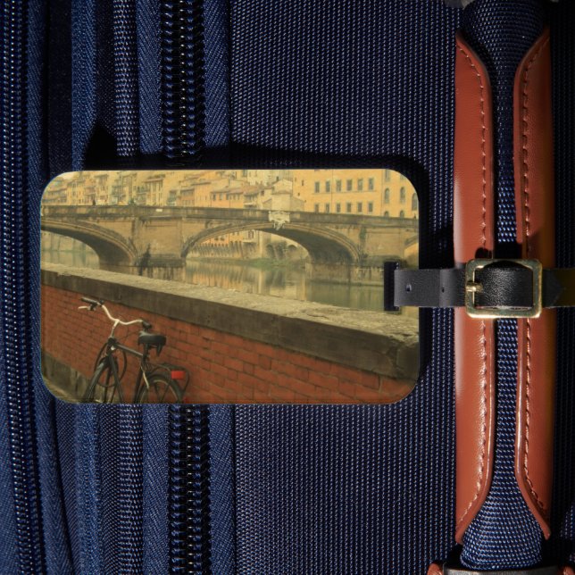 Florence Italy Ponte Vecchio Gepäcktag - Vintag Gepäckanhänger (Vorderseite Insitu 4)