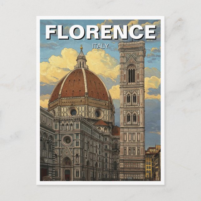 Florence Italy Skyline Travel Postkarte (Vorderseite)