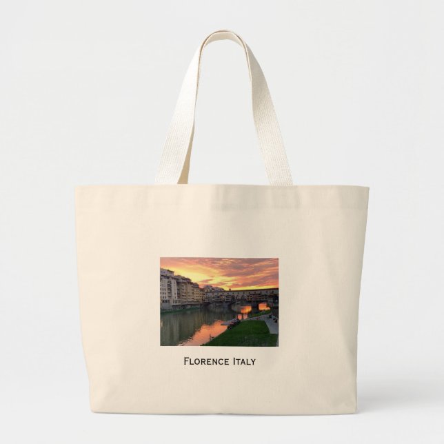 Florence Italy Tote Bag mit inspirierendem Zitat Jumbo Stoffbeutel (Vorne)