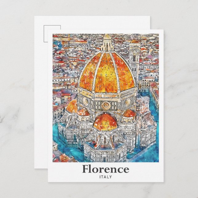 Florence Italy Wasserfarben Sketch Hand Drawing Postkarte (Vorne/Hinten)