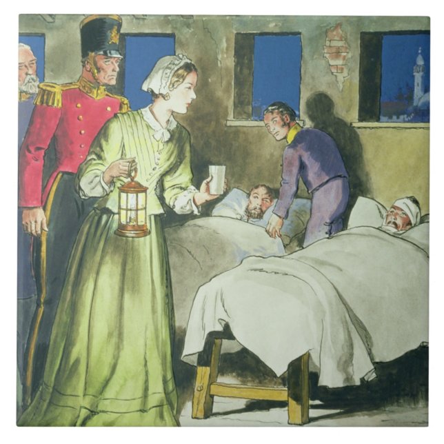 Florence Nightingale (1820-1910) 'von den Blicken Fliese (Vorderseite)