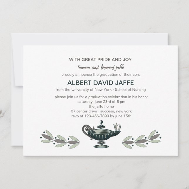 Florence Nightingale Oil Lamp Abschluss Einladung (Vorderseite)