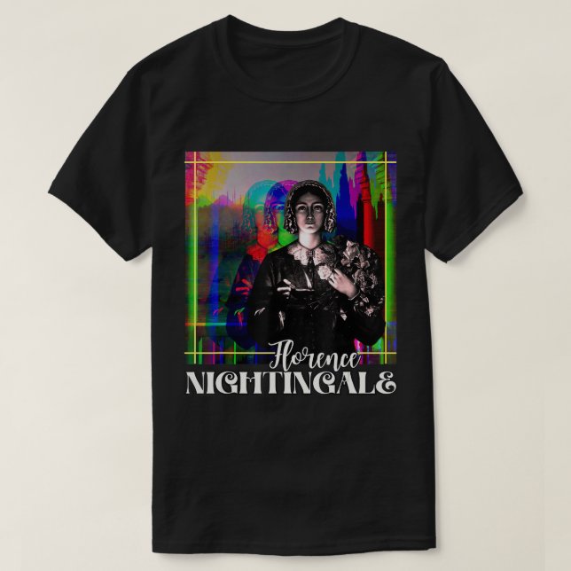 Florence Nightingale Portrait Retro Groovy Glitchy T-Shirt (Design vorne)