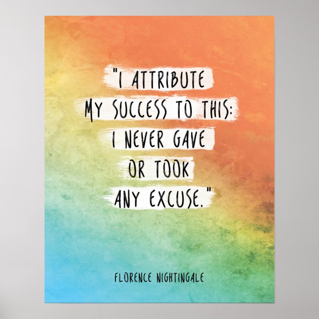 Florence Nightingale Zitat "I attribute Success" Poster (Vorne)