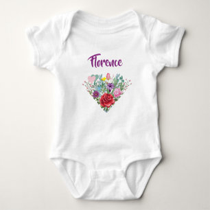 Florence Personalize Name Blume Twins 2 Herzen Baby Strampler