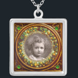 FLORENCE RENAISSANCE FRUCHTEN FOTO TEMPLATE Emeral Versilberte Kette<br><div class="desc">Elegante,  klassische,  lebendige Kunst der Renaissance,  Meisterwerk aus Bottega della Robbia ( Florenz - Italien ) in hellbraunen,  gelben,  grünen,  blauen Farben .</div>