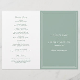 Florence Sage Green Elegant Hochzeitsprogramm