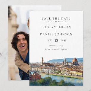 Florence Skyline Aquarell-Foto-Hochzeit Save The Date