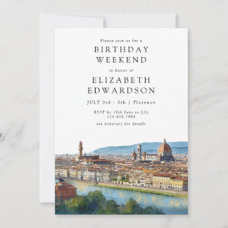 Florence Skyline Aquarell Geburtstags-Wochenende Einladung