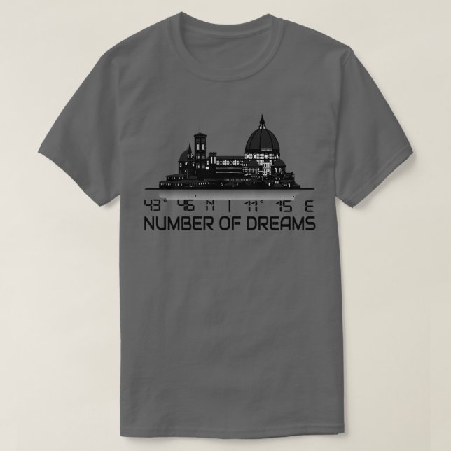 Florence Skyline GPS koordiniert Dream City T-Shirt (Design vorne)