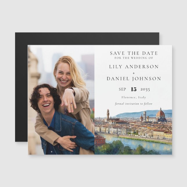 Florence Wedding Photo Save The Date Magneteinladung (Vorne/Hinten)