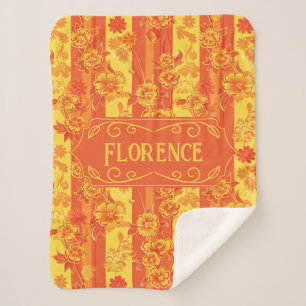 Florence Yellow und Orange Floral Sherpadecke