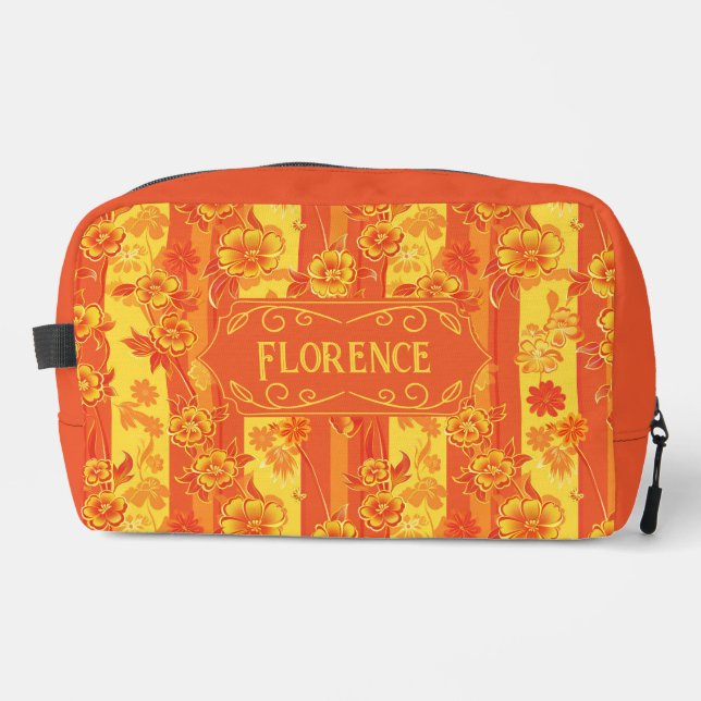 Florence Yellow und Orange Floral Waschbeutel (Vorderseite)