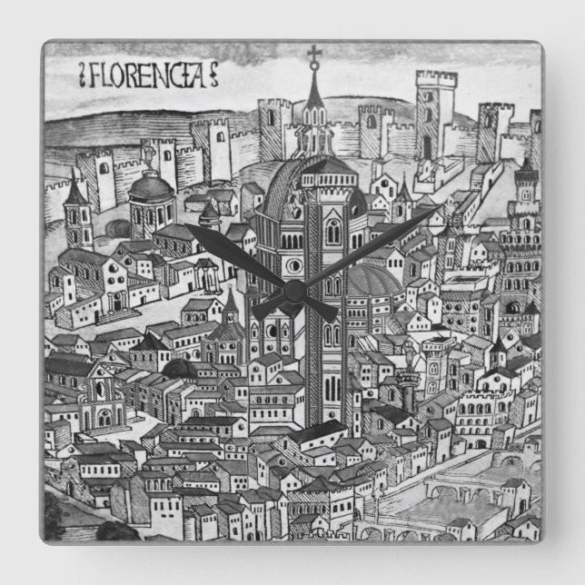 Florencia Bianco e Nero 1493 Quadratische Wanduhr (Vorderseite)