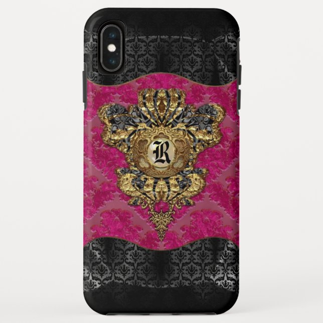 Florendyne Elegant Damask Monogram Case-Mate iPhone Hülle (Rückseite)