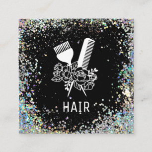 *~* Florenkomb-Blume Pinselstriche Glitzer AP6 Quadratische Visitenkarte