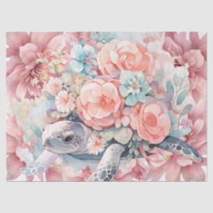 Florenmeerschildkröten und rosa Blume Seidenpapier