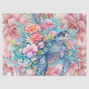 Florenmeerschildkröten und rosa Blume Seidenpapier
