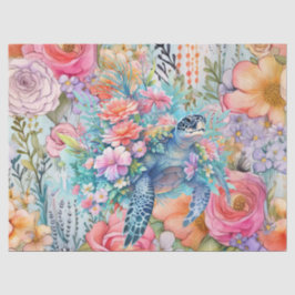 Florenmeerschildkröten und rosa Blume Seidenpapier