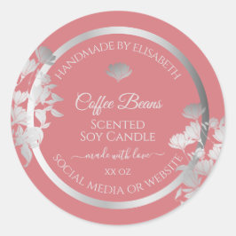 Florenproduktverpackungen Etiketten Silber und Ros Runder Aufkleber