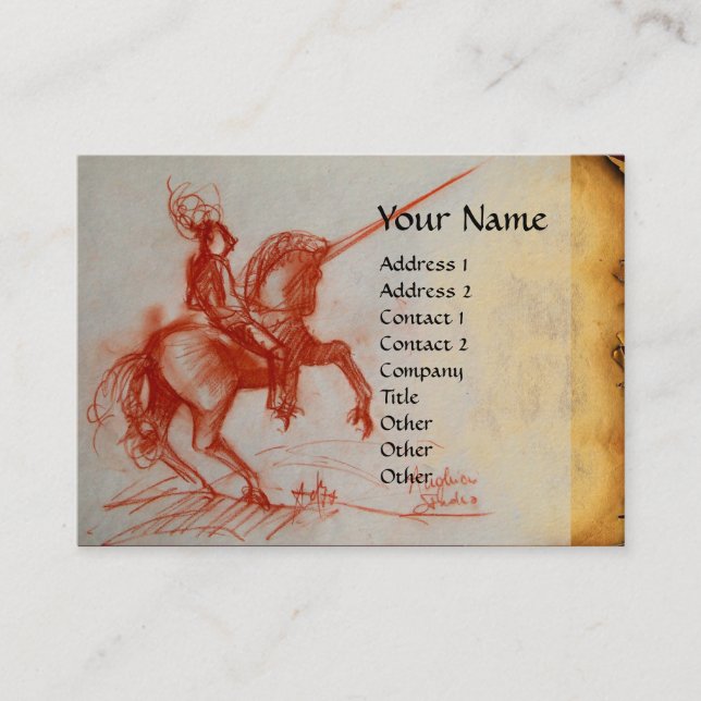 FLORENTINE KNIGHT AUF HORSEBACK Monogramm Creme Visitenkarte (Vorderseite)