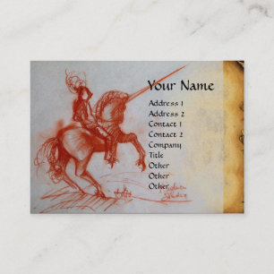 FLORENTINE KNIGHT AUF HORSEBACK Monogramm Gold rot Visitenkarte