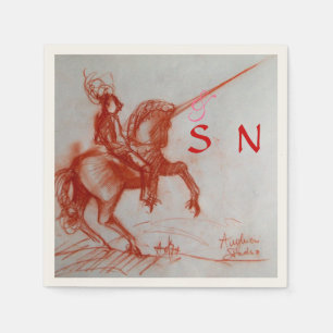 FLORENTINE KNIGHT AUF HORSEBACK-Monogramm Serviette