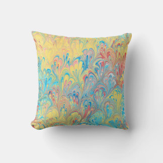 Florentine Peacock Feather Marbled Paper Pillow Kissen
