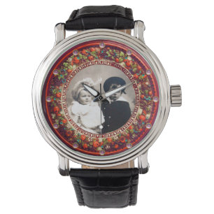 FLORENTINE RED FLORAL CROWN FOTO TEMPLATE ARMBANDUHR