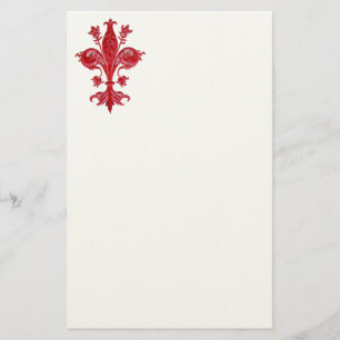 FLORENTINE RED LILY / LILIE ,Creme Felt Briefpapier