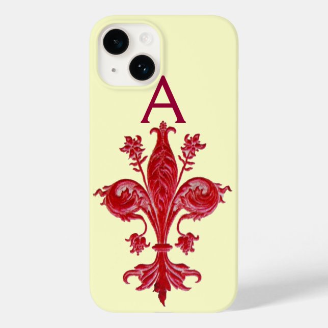 FLORENTINE RED LILY LILIE MONOGRAM Case-Mate iPhone HÜLLE (Rückseite)