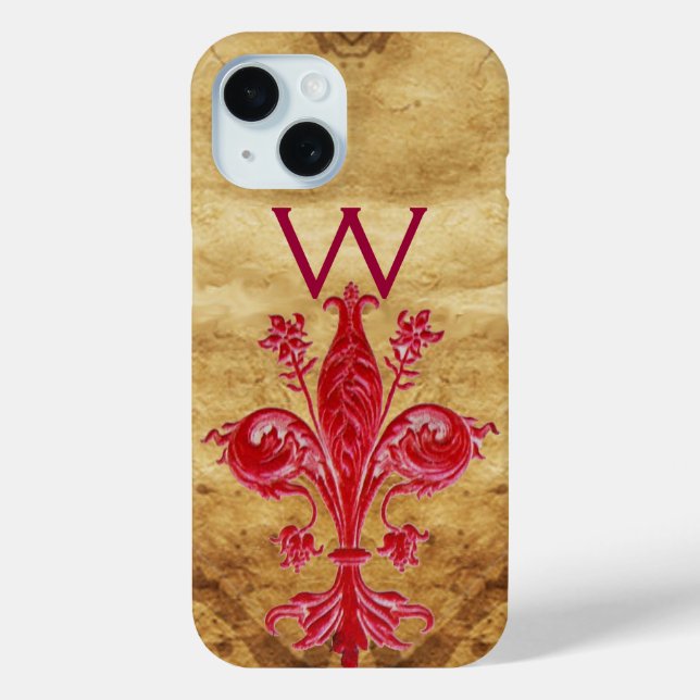 FLORENTINE RED LILY LILIE PARCHMENT Case-Mate iPhone HÜLLE (Rückseite)