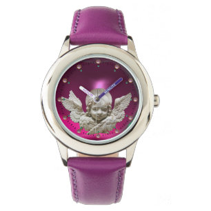 FLORENTINE RENAISSANCE ANGEL, Pink Fuchsia Amethys Armbanduhr